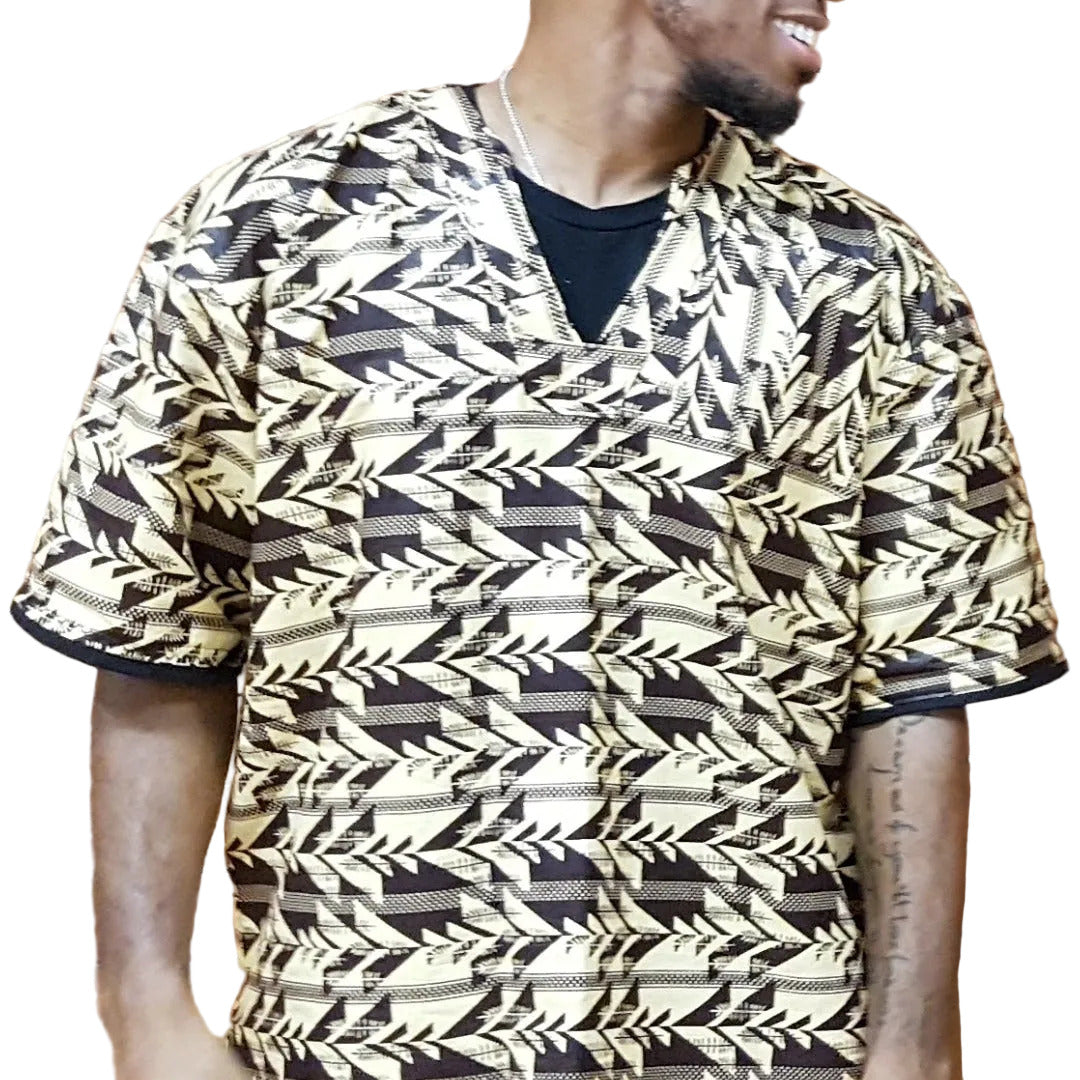 Chemise Wax Géométrique Beige et Noir